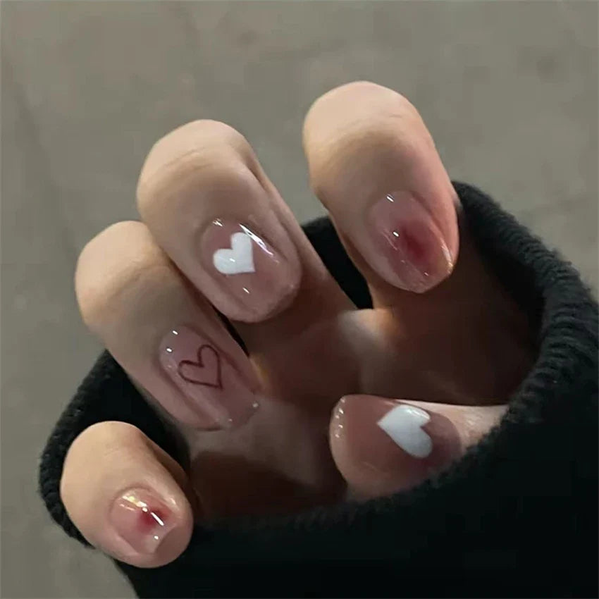 White Small Flower Acrylic Press-On Nails-5