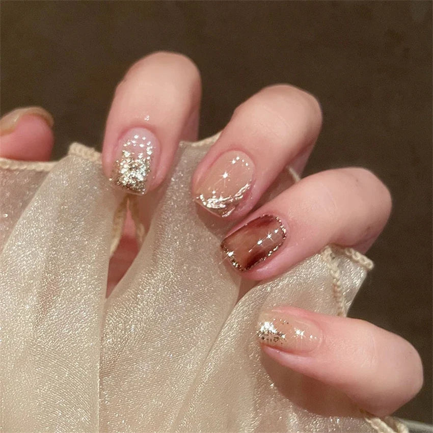 White Small Flower Acrylic Press-On Nails-7
