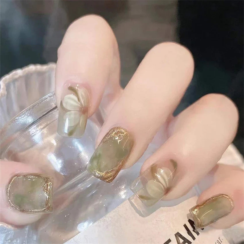 White Small Flower Acrylic Press-On Nails-22