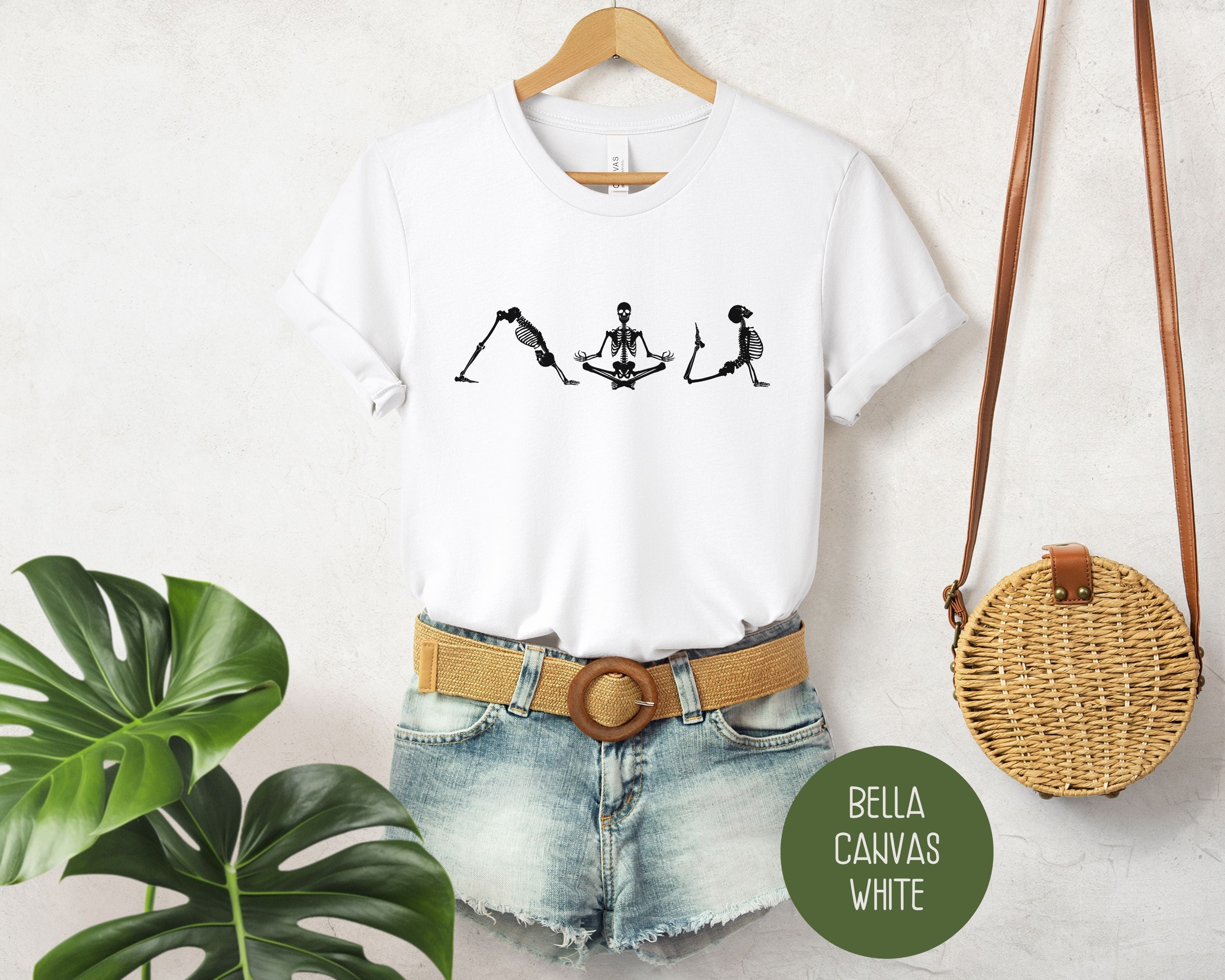 Skeleton Yoga Shirt featuring a dancing skull graphic on a soft unisex cotton t-shirt — view 3