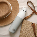 Matt white reusable stainless steel insulated water bottle with airtight leak-proof lid