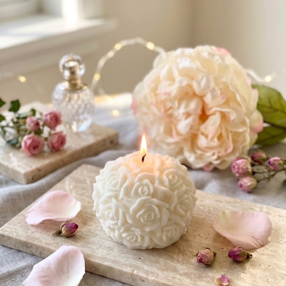Rose Blossom Sculpture Candle-0