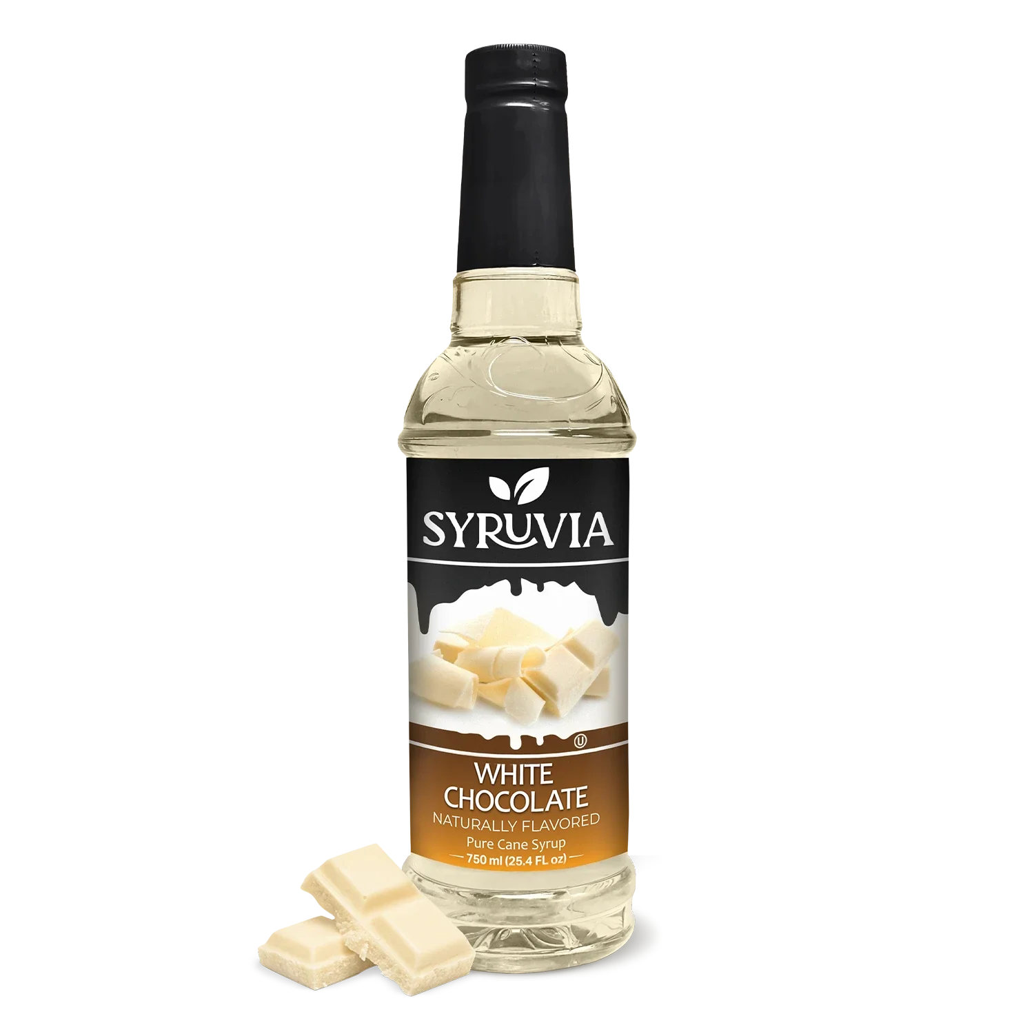 White chocolate coffee syrup bottle, made with pure cane sugar for lattes and shakes