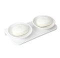 White glossy round double soap dish made of unbreakable melamine for modern bathroom vanities