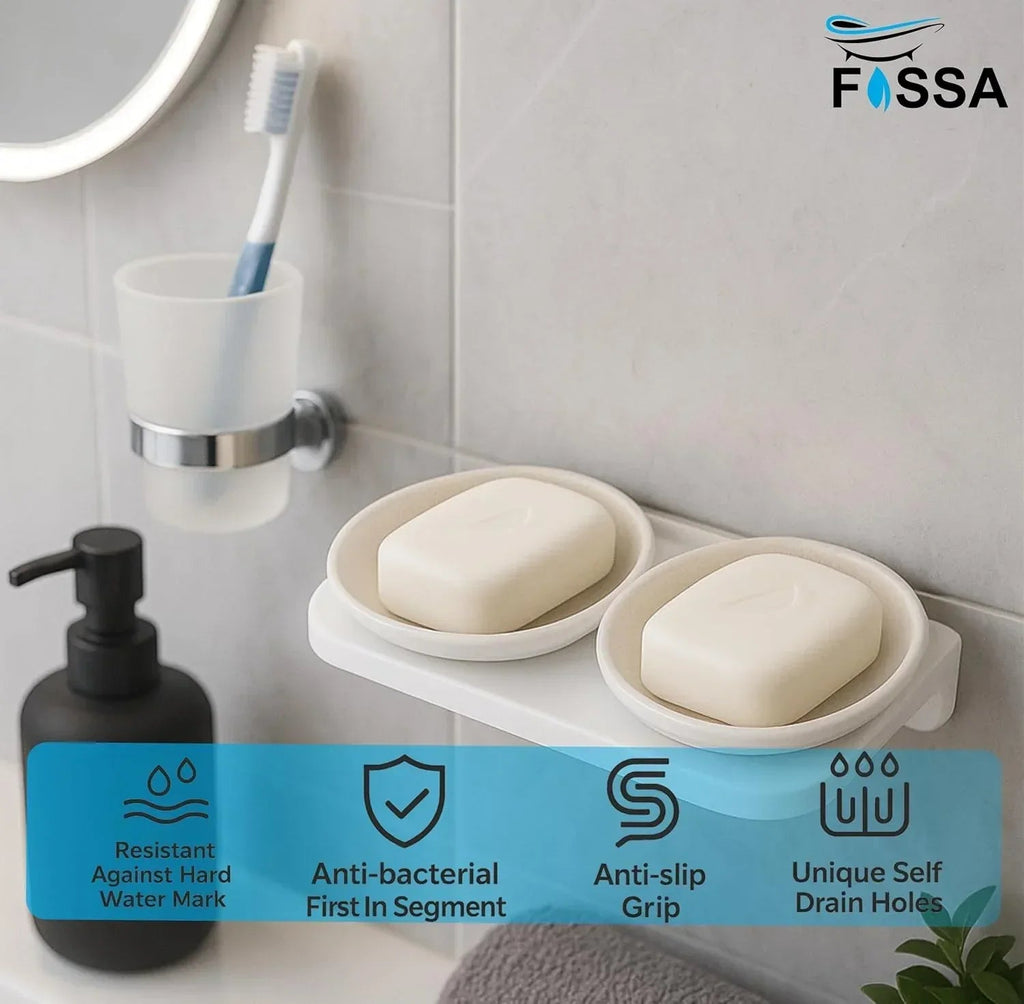 White glossy round double soap dish made of unbreakable melamine for modern bathroom vanities — view 5