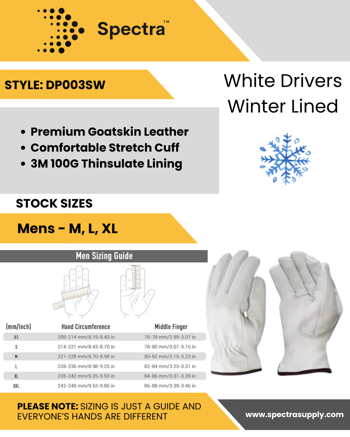 3-Pack White Drivers Winter Lined-2