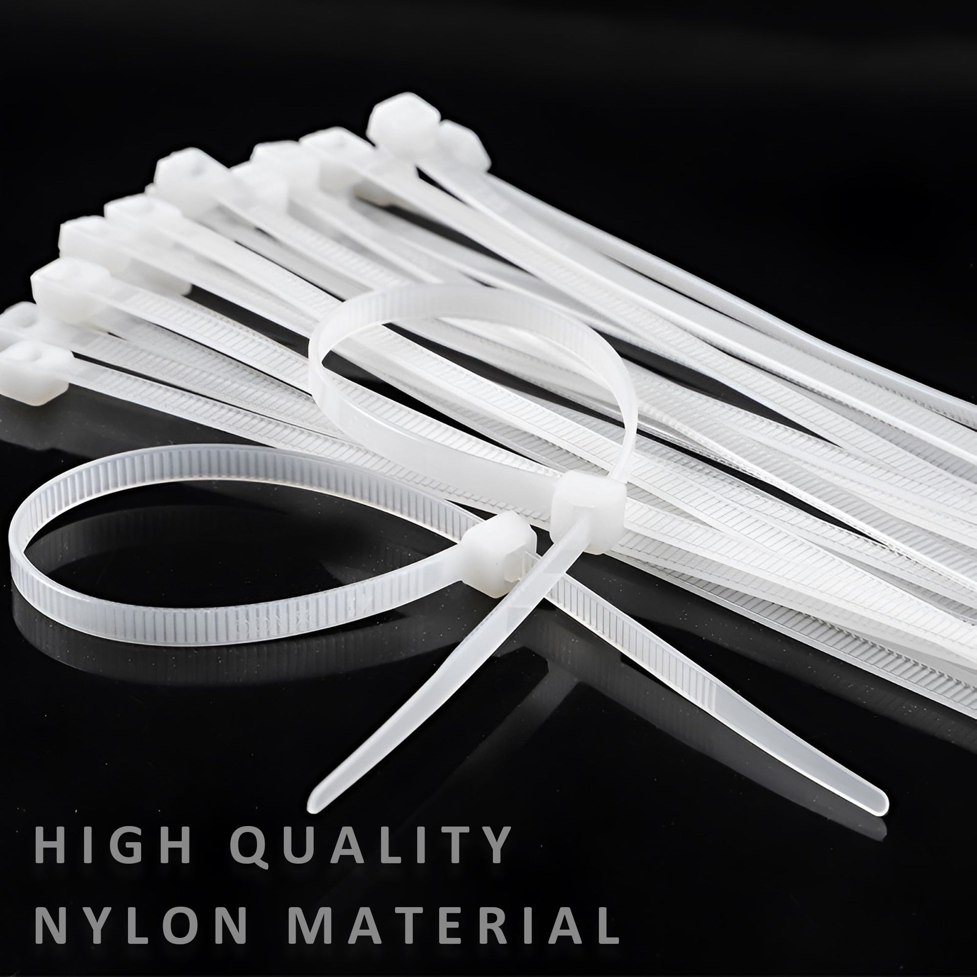 Pack of white nylon cable zip ties for secure and neat home wire management — view 2