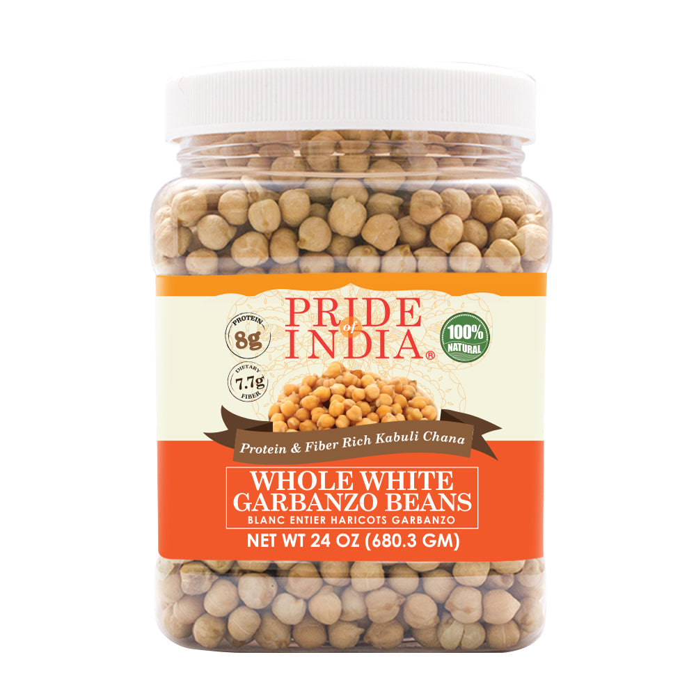 Indian Whole White Garbanzo Beans 10mm - Protein & Fiber Rich Kabuli Chana Jar-0