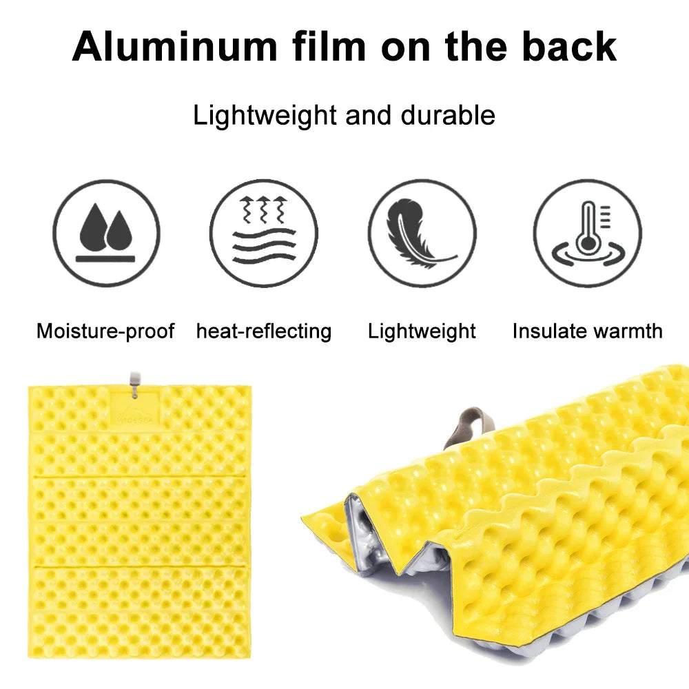 Yellow outdoor foldable camping mat made of waterproof XPE foam with a convenient carrying bag — view 4
