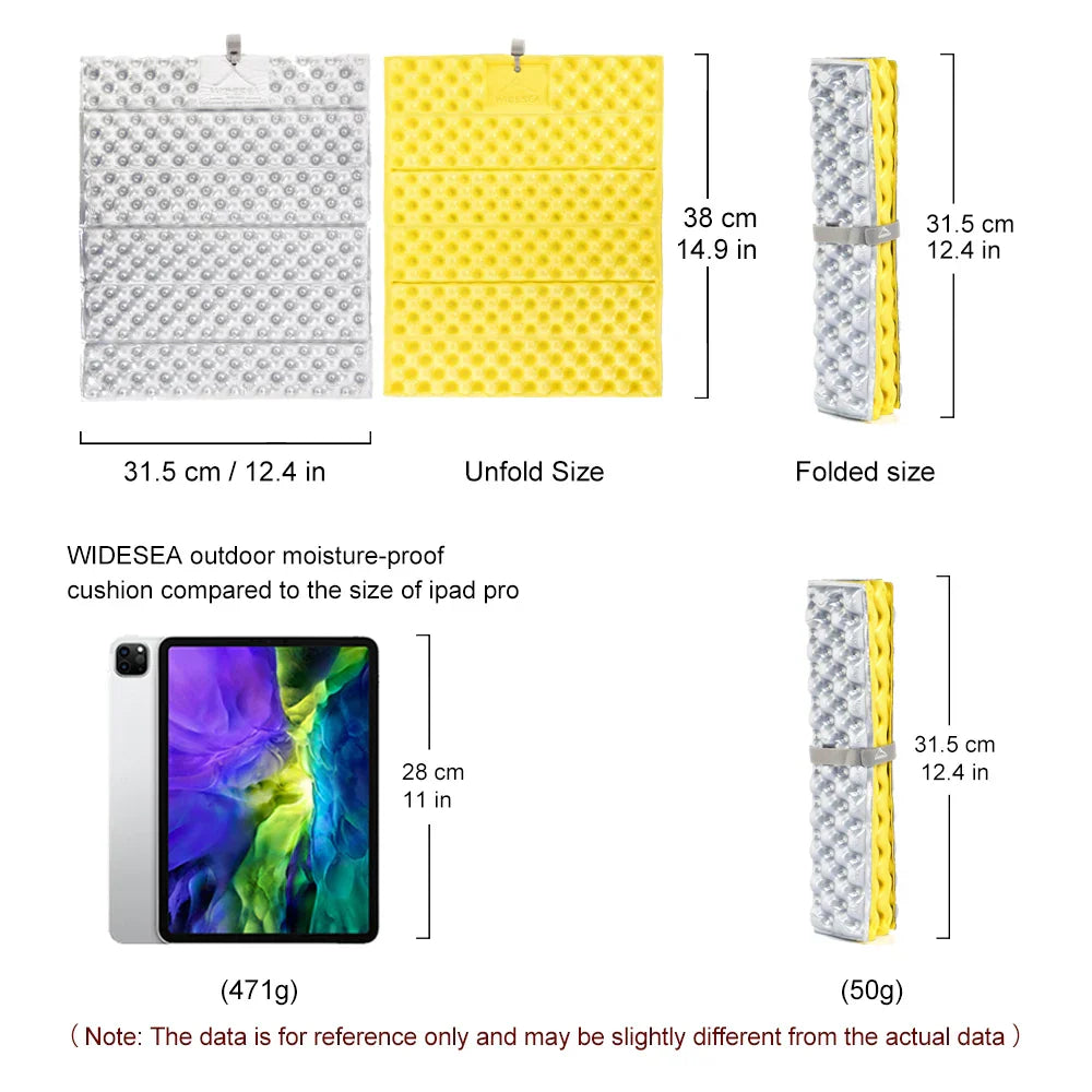 Yellow outdoor foldable camping mat made of waterproof XPE foam with a convenient carrying bag — view 2