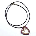 Wire Wrapped Copper Hammered Open Heart Crystal Necklace-0