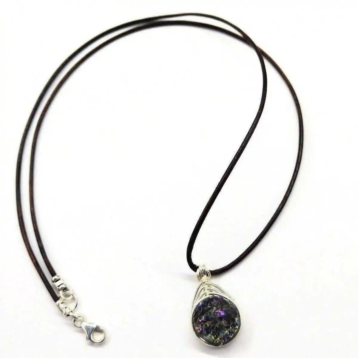 Wire Wrapped Rainbow Druzy Necklace-0