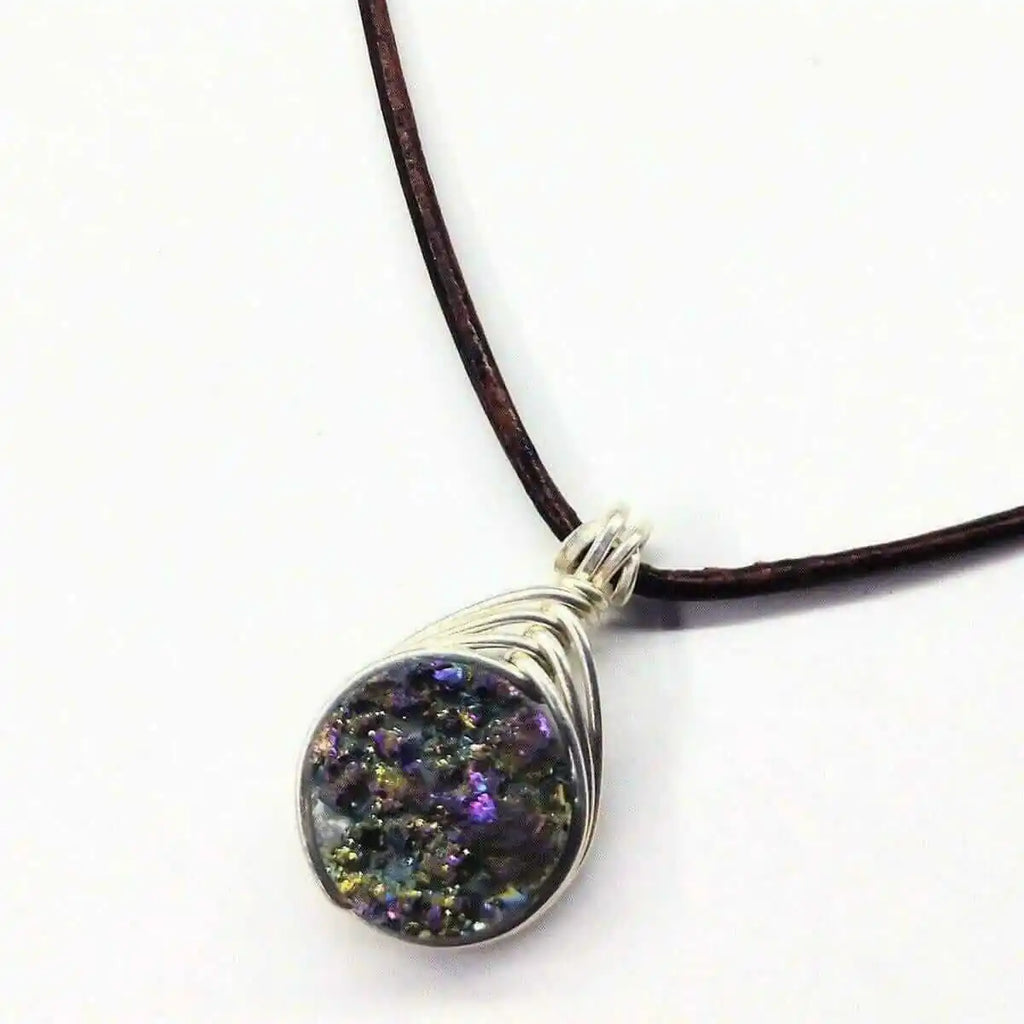 Wire Wrapped Rainbow Druzy Necklace-1