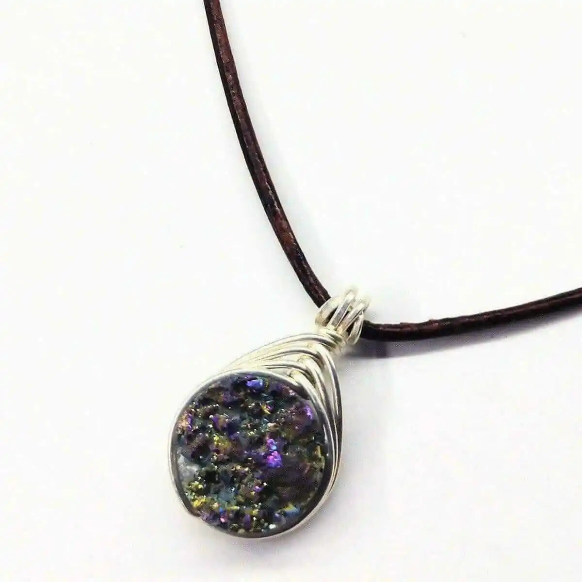 Wire Wrapped Rainbow Druzy Necklace-1