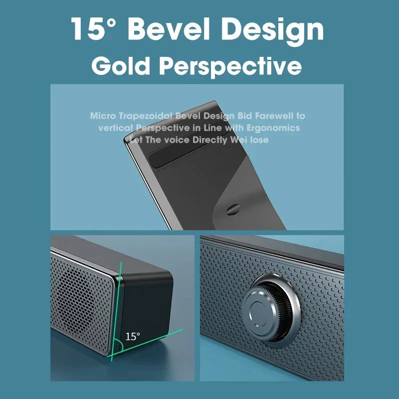 Black USB powered Bluetooth soundbar speaker with dual connectivity for PC and gaming setup. — view 5