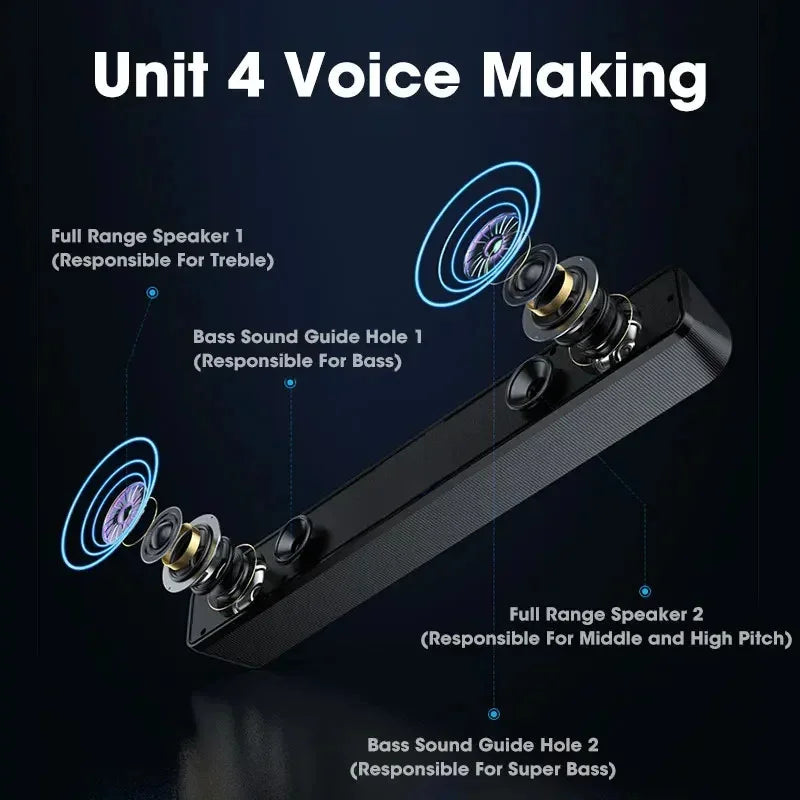 Black USB powered Bluetooth soundbar speaker with dual connectivity for PC and gaming setup. — view 2