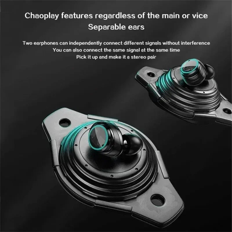 Silver OBA wireless earbuds and charging case with LED battery indicator display. — view 5