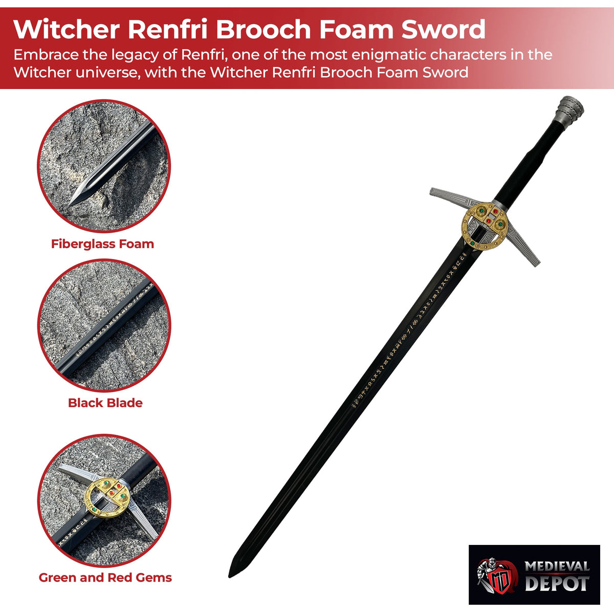 Witcher Renfri Brooch Foam Sword Black Blade Edition-2