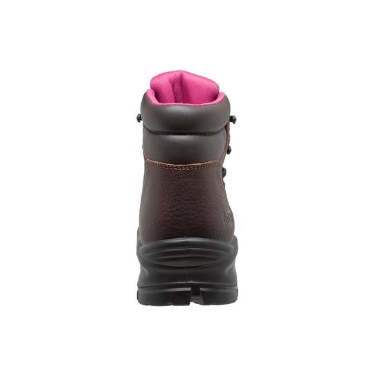 Women's brown full-grain leather 6-inch waterproof soft toe work boot with oil-resistant rubber outsole — view 3