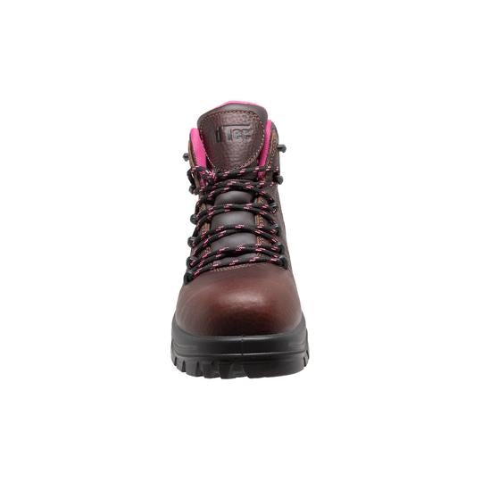 Women's brown full-grain leather 6-inch waterproof soft toe work boot with oil-resistant rubber outsole — view 5