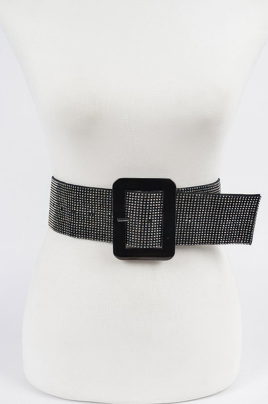 Women's flexible elastic belt featuring a modern square straw buckle and sophisticated contemporary design — view 2