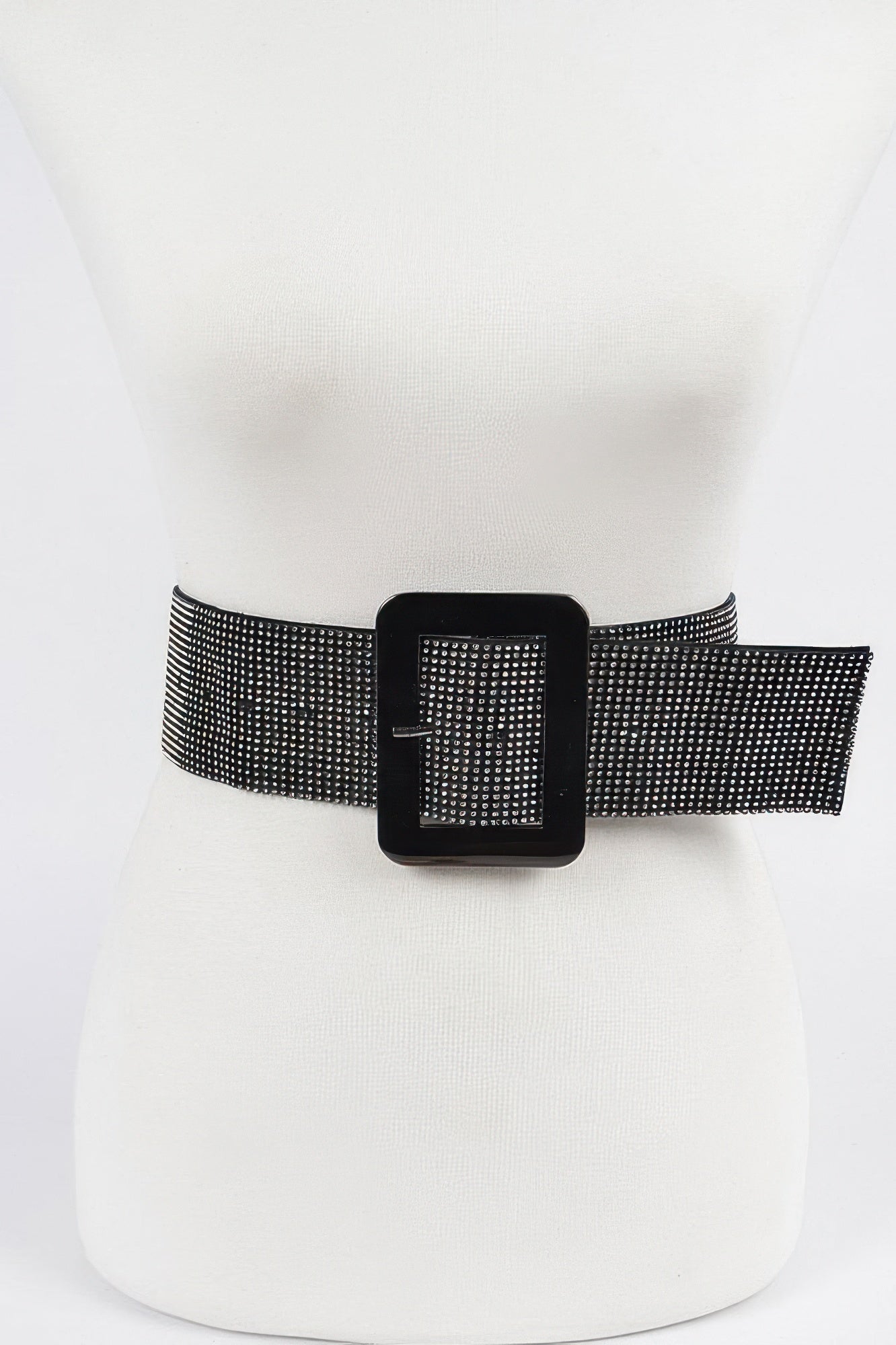 Women's flexible elastic belt featuring a modern square straw buckle and sophisticated contemporary design — view 2