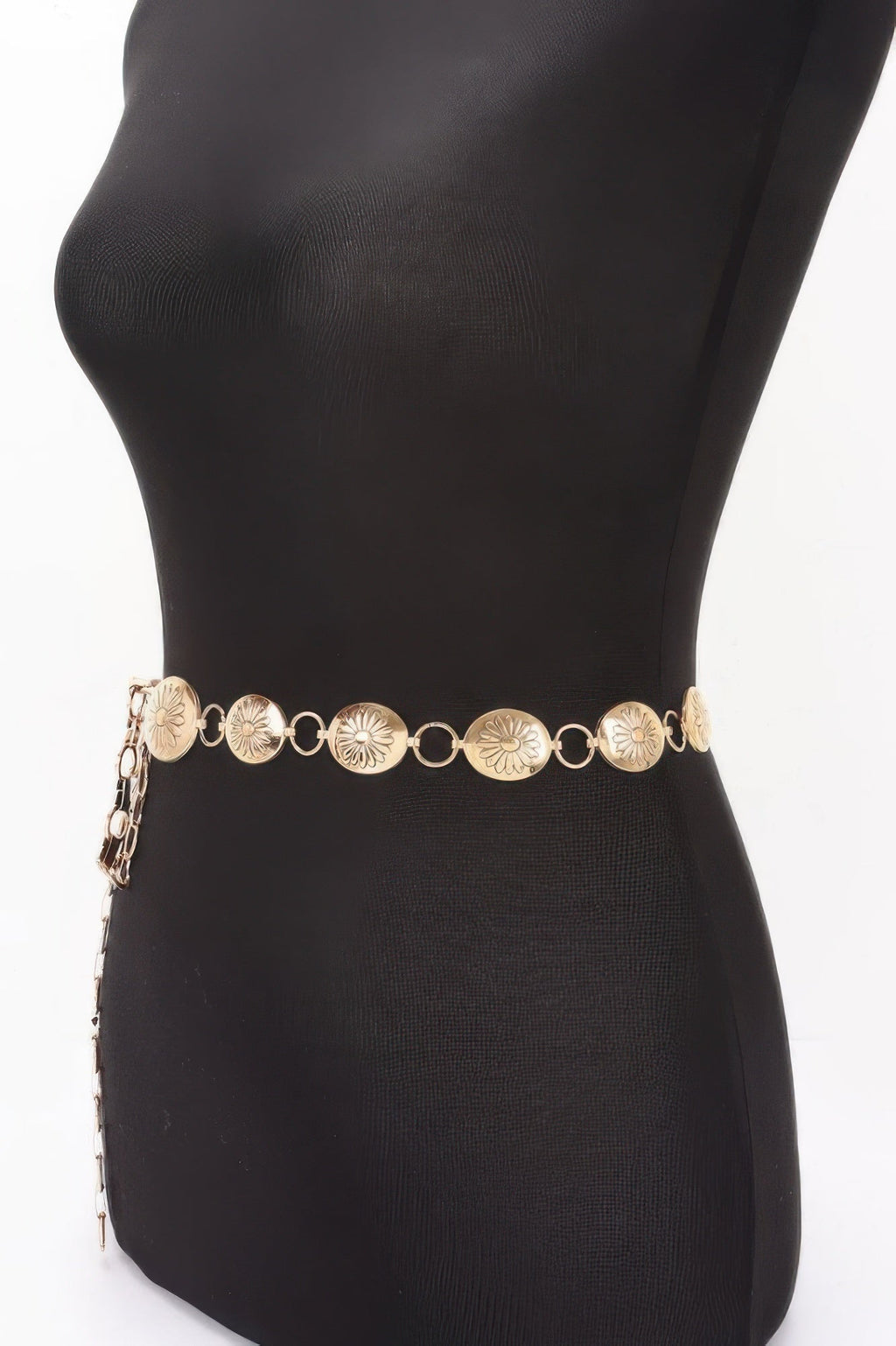 Women's high-fashion floral disc chain belt with a durable iron construction and adjustable length — view 4