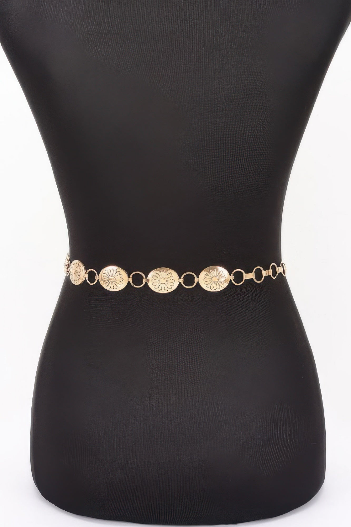 Women's high-fashion floral disc chain belt with a durable iron construction and adjustable length — view 5