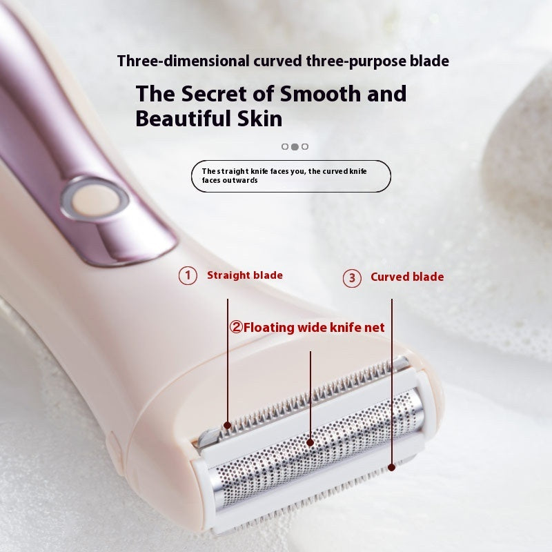 Women's electric hair removal trimmer with stainless steel blades, compact USB rechargeable personal care device — view 5