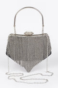 Chelsea rhinestone fringe party clutch, compact women's evening handbag with sparkling mixed metal accents