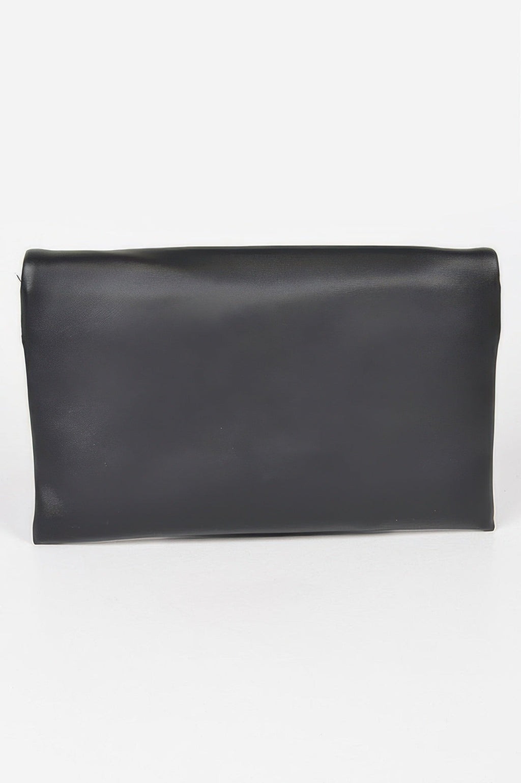 Metallic buckle evening clutch in sleek faux leather with polished hardware for special occasions — view 3