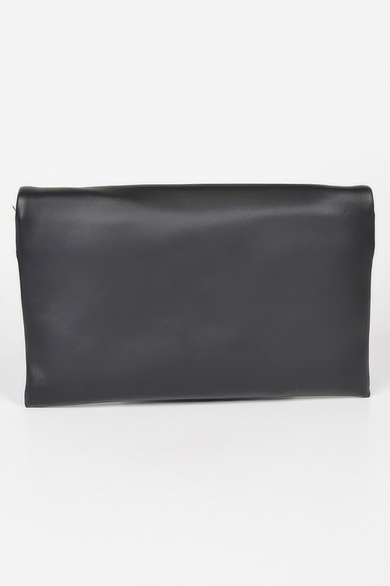 Metallic buckle evening clutch in sleek faux leather with polished hardware for special occasions — view 3