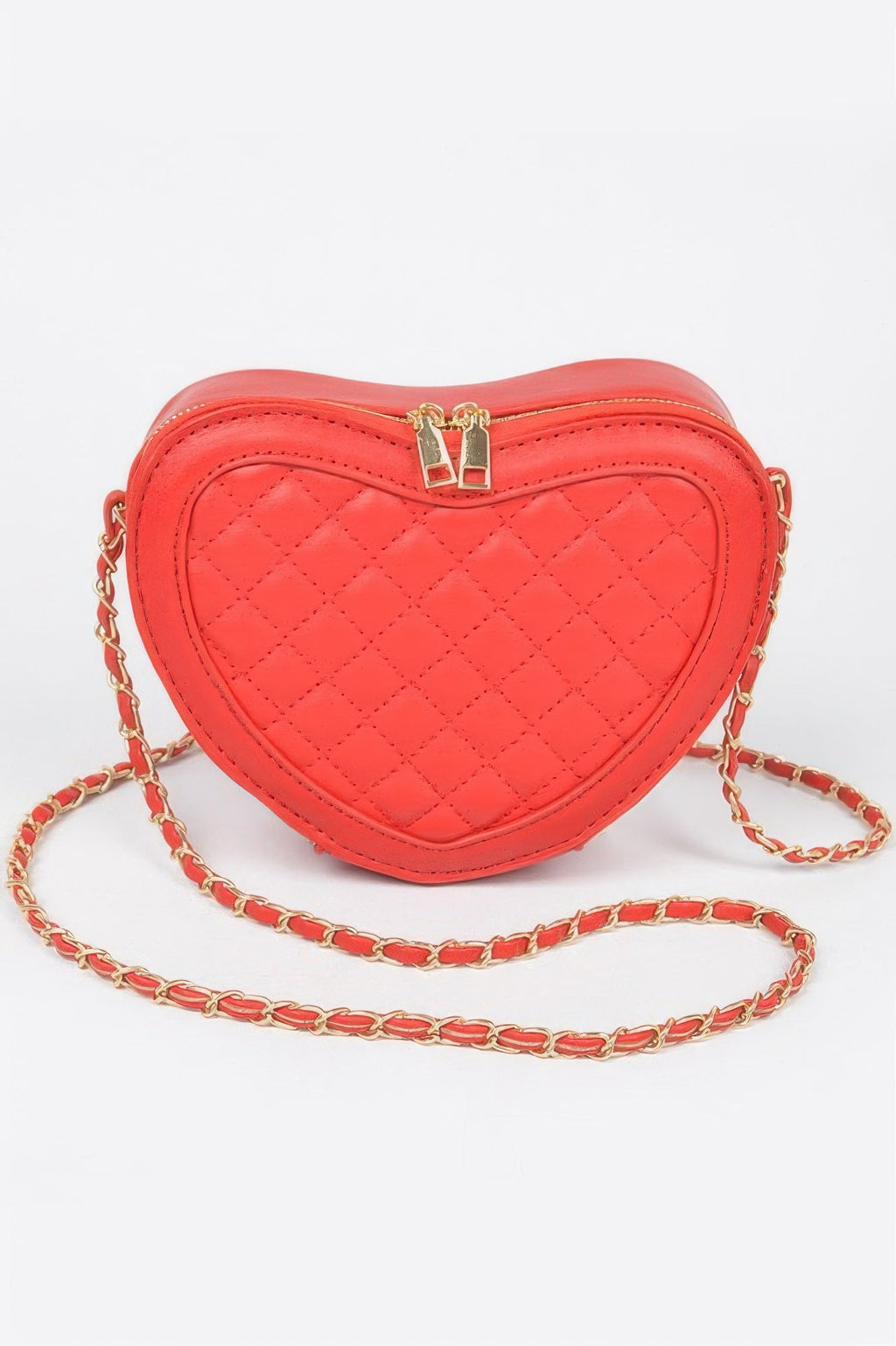 Valentine heart-shaped crossbody handbag with geometric quilted texture and mixed metal hardware — view 2