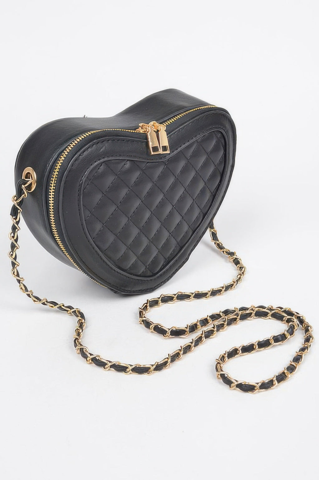 Valentine heart-shaped crossbody handbag with geometric quilted texture and mixed metal hardware — view 4