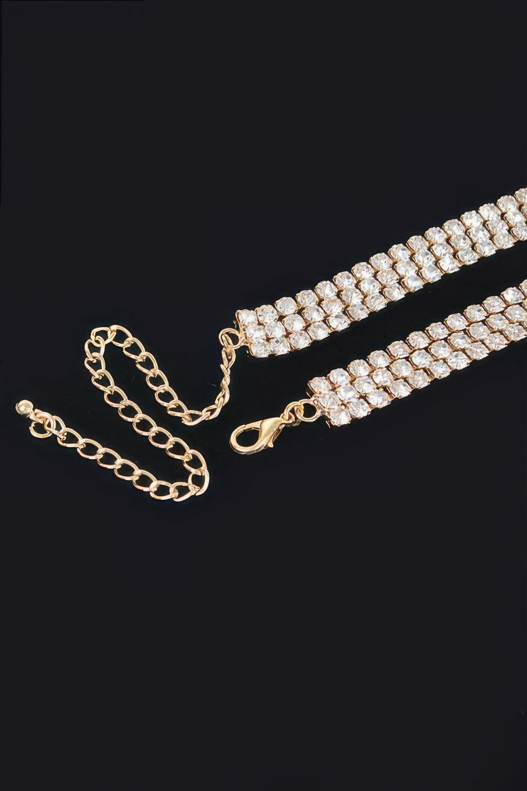 FIFTH AVE rhinestone ribbon choker necklace with flexible metallic base and high-clarity crystals — view 4