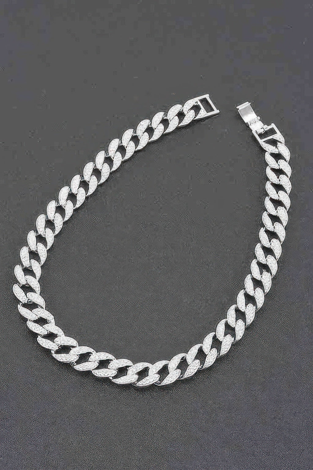 Bold silver-tone Hell's Kitchen statement necklace featuring a chunky hammered texture chain for women — view 3
