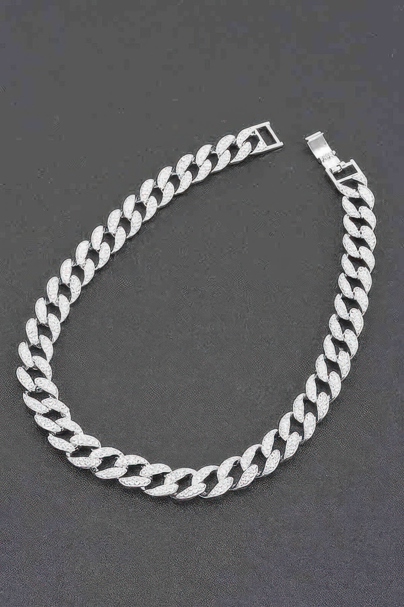 Bold silver-tone Hell's Kitchen statement necklace featuring a chunky hammered texture chain for women — view 3
