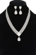 Park Avenue women's rhinestone necklace set in high polish silver and gold clear finish