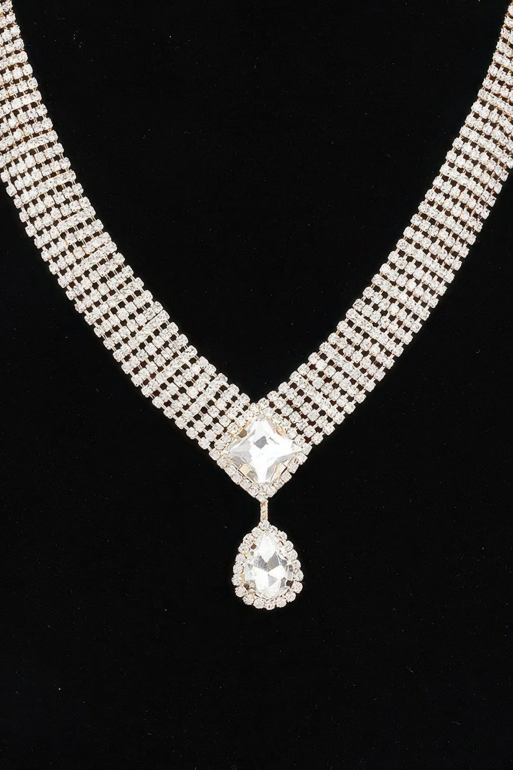 Park Avenue women's rhinestone necklace set in high polish silver and gold clear finish — view 5