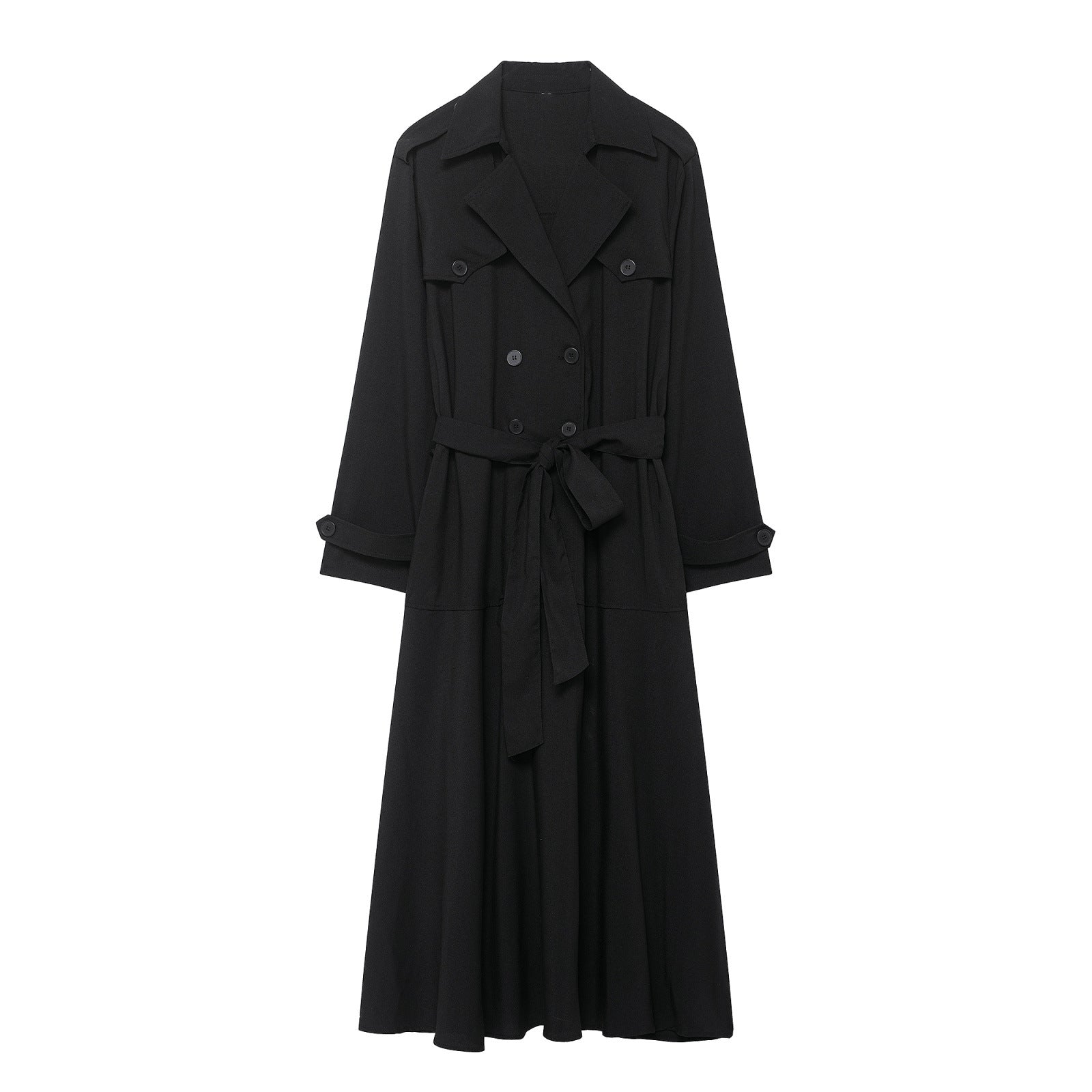 Women's Madison double-breasted trench coat with A-line silhouette and mandarin split collar