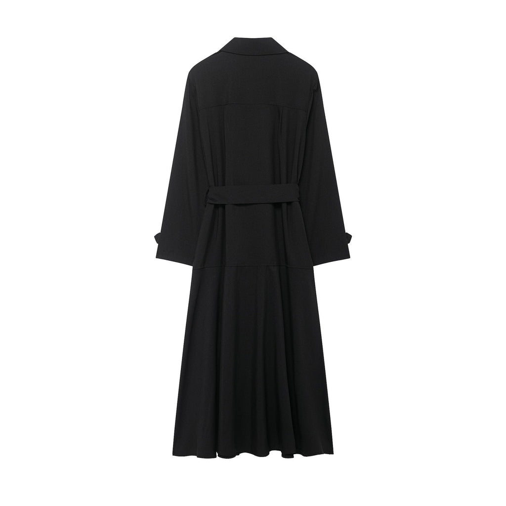 Women's Madison double-breasted trench coat with A-line silhouette and mandarin split collar — view 2