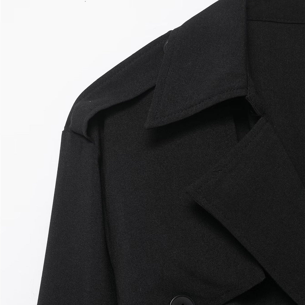 Women's Madison double-breasted trench coat with A-line silhouette and mandarin split collar — view 3