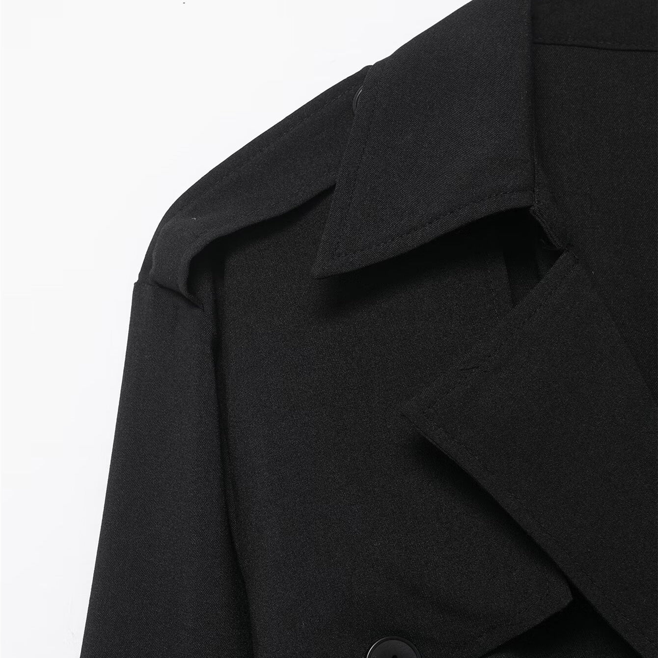 Women's Madison double-breasted trench coat with A-line silhouette and mandarin split collar — view 3