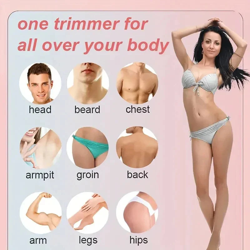 Pink women's electric razor for full-body hair removal with ergonomic handle and USB charging. — view 5