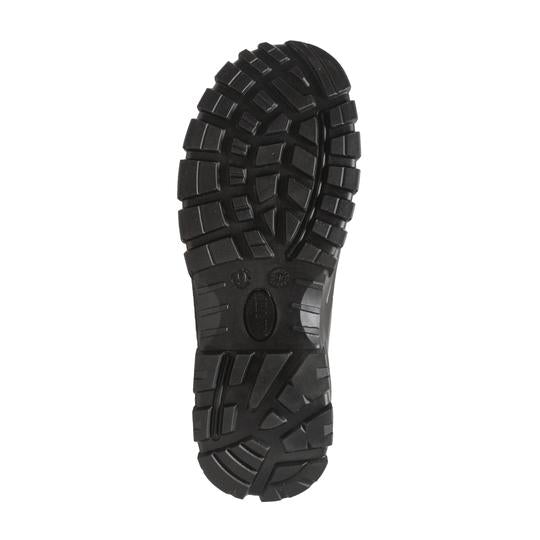 Women's black leather waterproof work boots with composite safety toe and oil resistant outsole — view 4