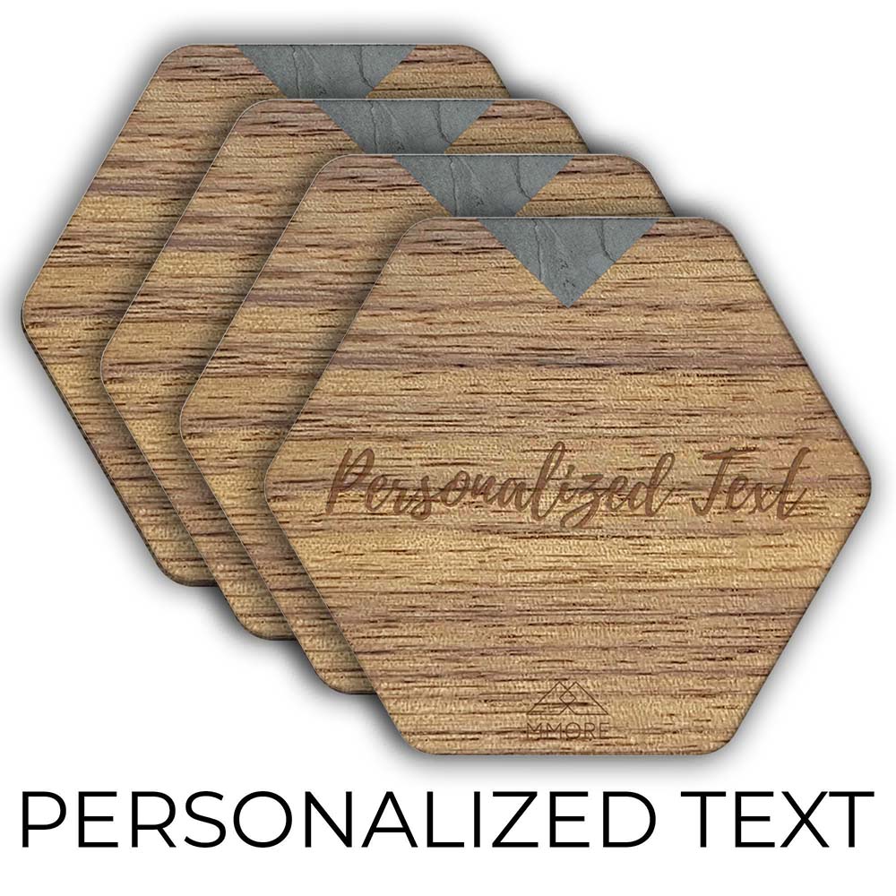 PERSONALIZED Wooden Coasters - American Walnut / Set of 4 Coasters-0