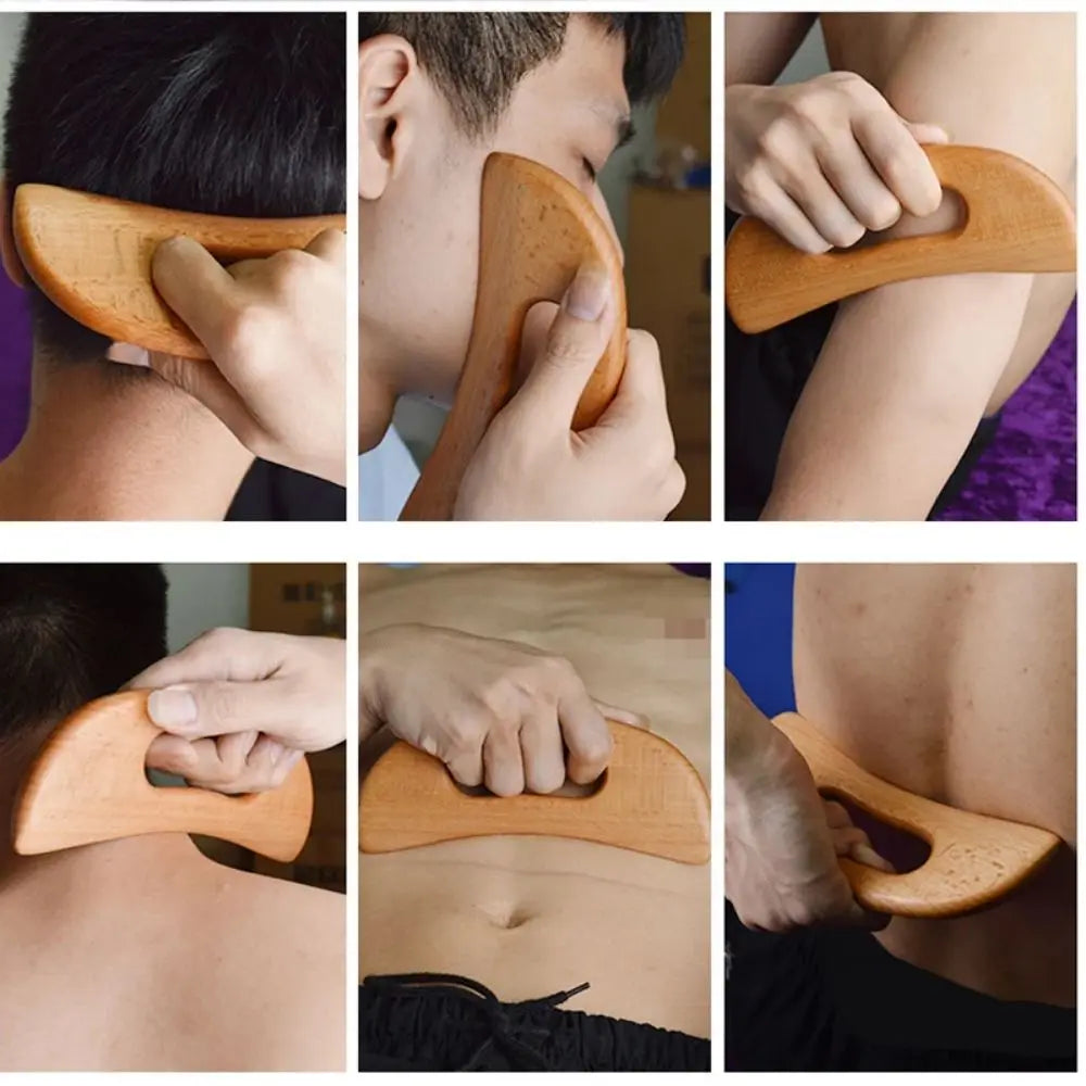 Wooden Gua Sha massage tool set made of natural beech wood for body scraping therapy — view 3