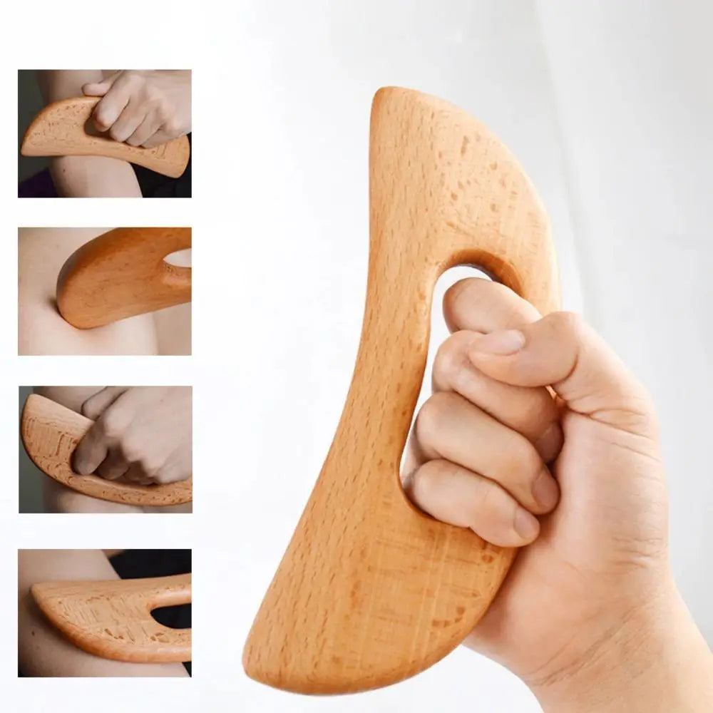 Wooden Gua Sha massage tool set made of natural beech wood for body scraping therapy — view 2