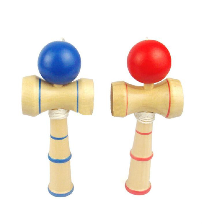 Solid wooden Kendama educational toy with handle cups and a tethered ball for skill building — view 3