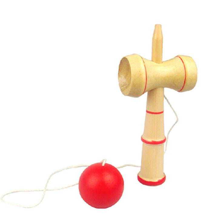 Solid wooden Kendama educational toy with handle cups and a tethered ball for skill building — view 4